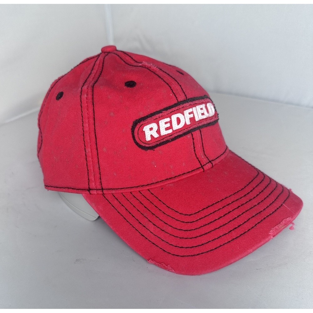 Redfield Optics Logo Hat Red Distressed Adjustable Baseball Cap Hunting‎ Gear